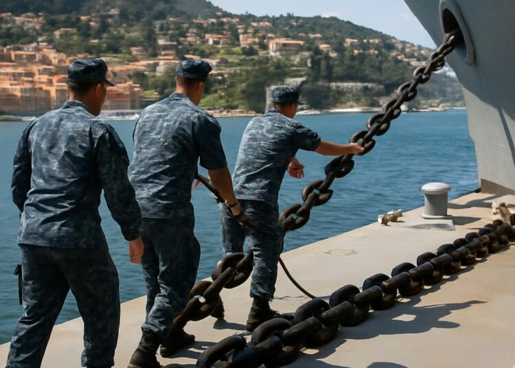 Une chaîne de bateau de l'US Navy à Villefranche-sur-Mer : un récit fascinant.