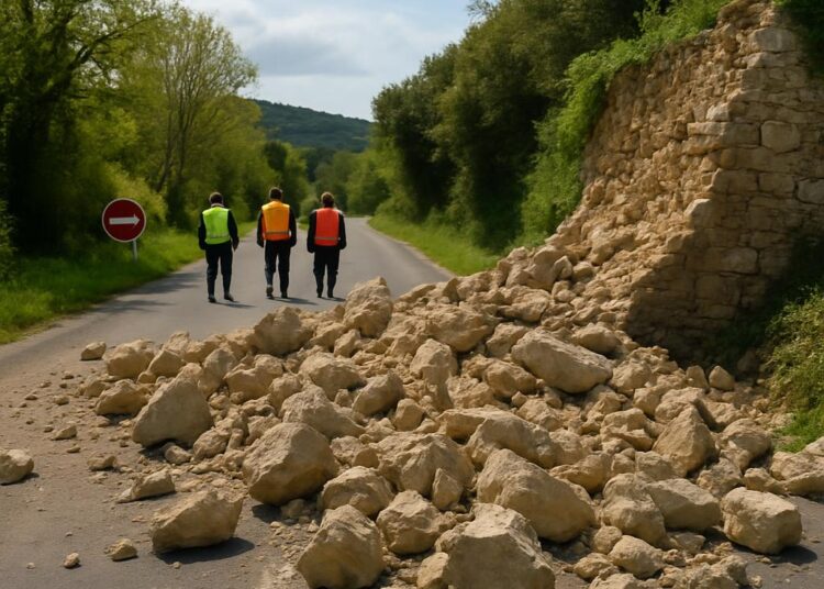 Un mur effondré bloque une route départementale au nord de Montpellier, rouverte en soirée.