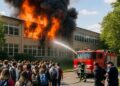 Un incendie près d'un lycée entraîne son évacuation et une arrestation.