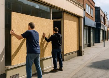 Des commerçants masquent leurs vitrines, reflet d'un centre-ville en déclin.