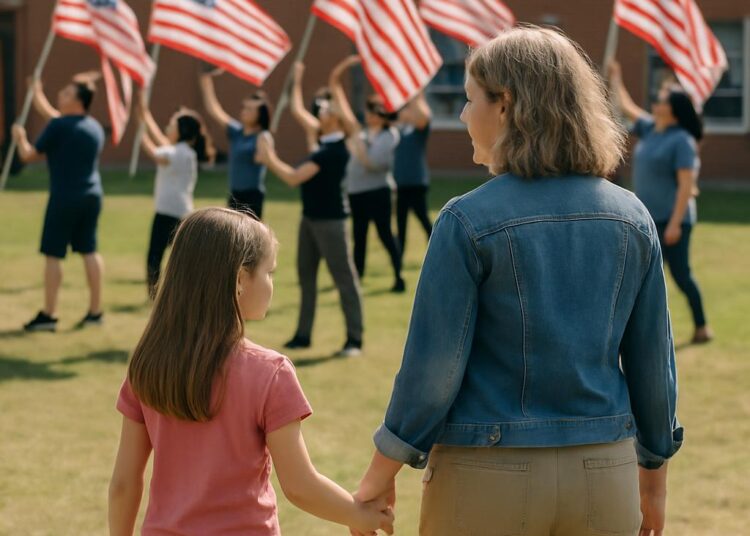 Encouragée par sa fille, elle rejoint l'école des porte-drapeaux.