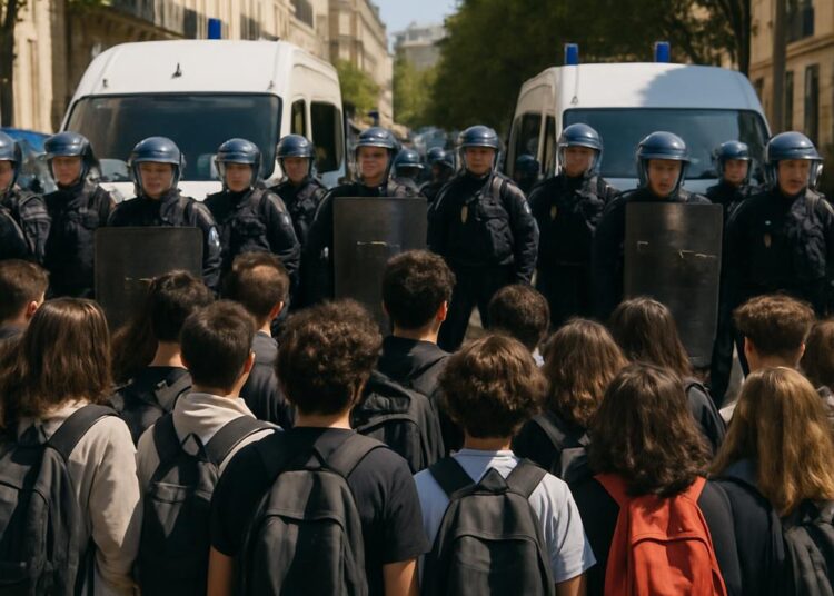 À Marseille, des lycéens bloqués devant une imposante présence policière.